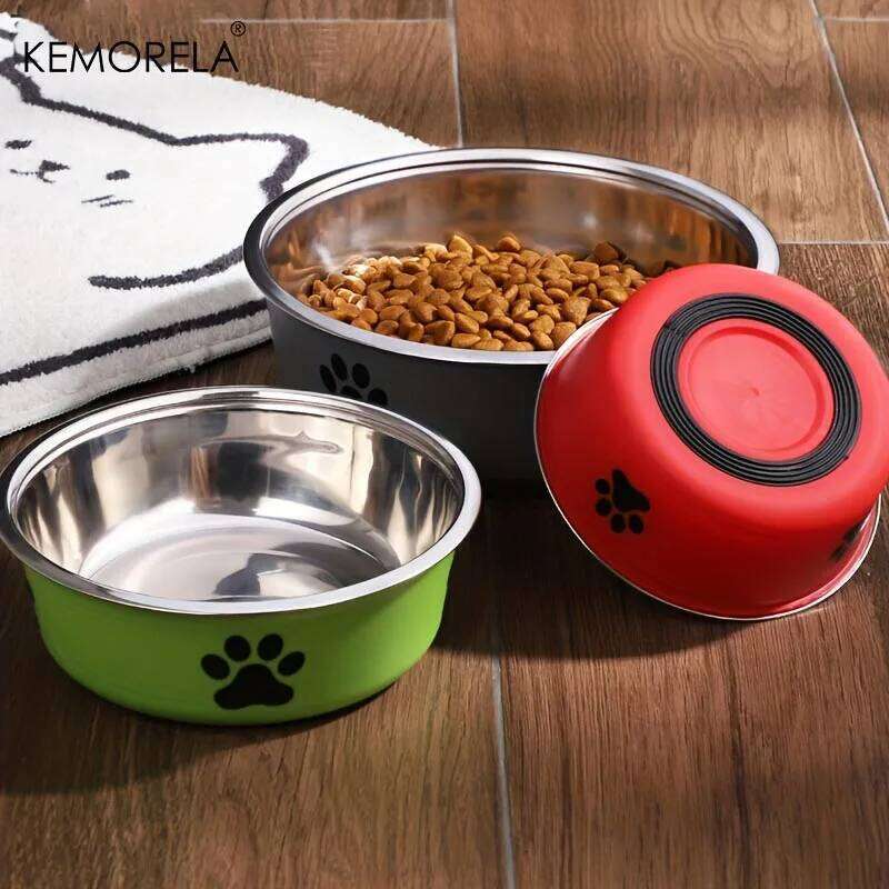 KEMORELA Non-Slip Stainless Steel Pet Bowl for Large Medium Small Dogs Cats - Water And Food Feeder Dish 26Y0312