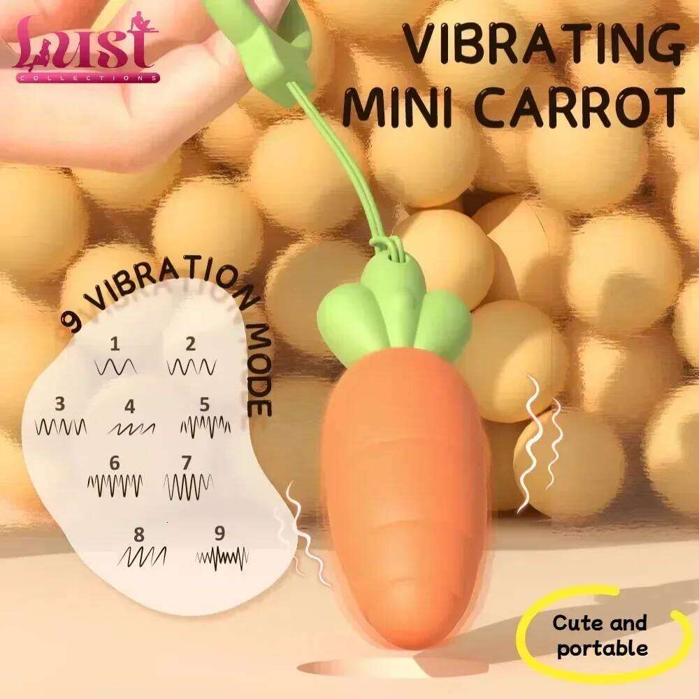 Cute Carrot Vibrating Powerful Mini Bullet 9 Modes for Women Clitoris Stimulator Dildo Adult Sex Toy Anal Massage Vibrator Z260312