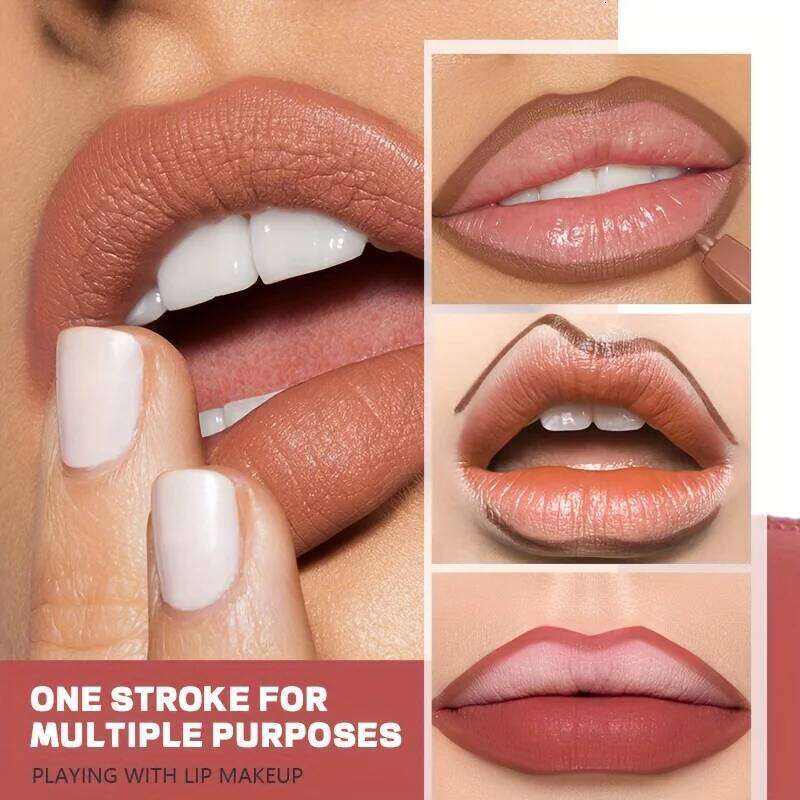 12 Color Matte Lipstick Lip Liner Set Nude Long Lasting Non-Stripping W260311