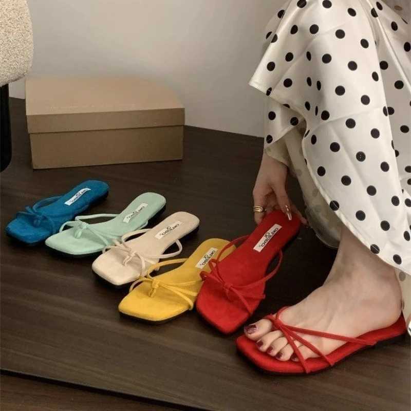 Summer Beach Vacation Flip Flop Womens Flats Slippers Comfort Soft Sole Clip Toe Slides Concise Dress Street Style Shoes K260312