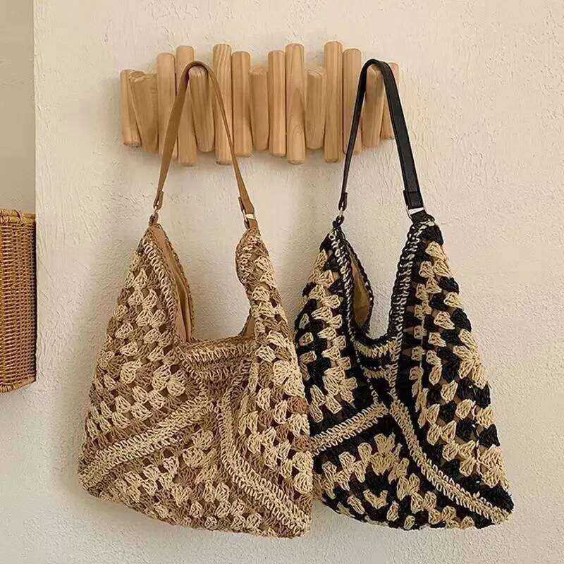 Popular Women S Woven Straw Shoulder Bag Medium Size Handbag With Handle For Vacation Tote Large Capacity Beach Bags XIU LAI SI