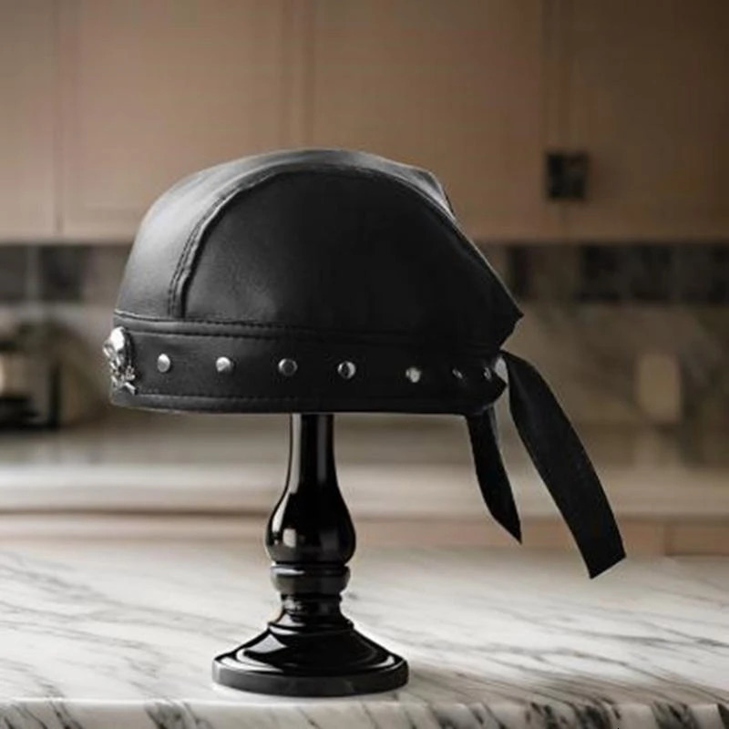 652F Hip Hop Grunge Po Props Skull Durag for Dating Pography Cabbie Headwear Rivet Studded Hat 260304