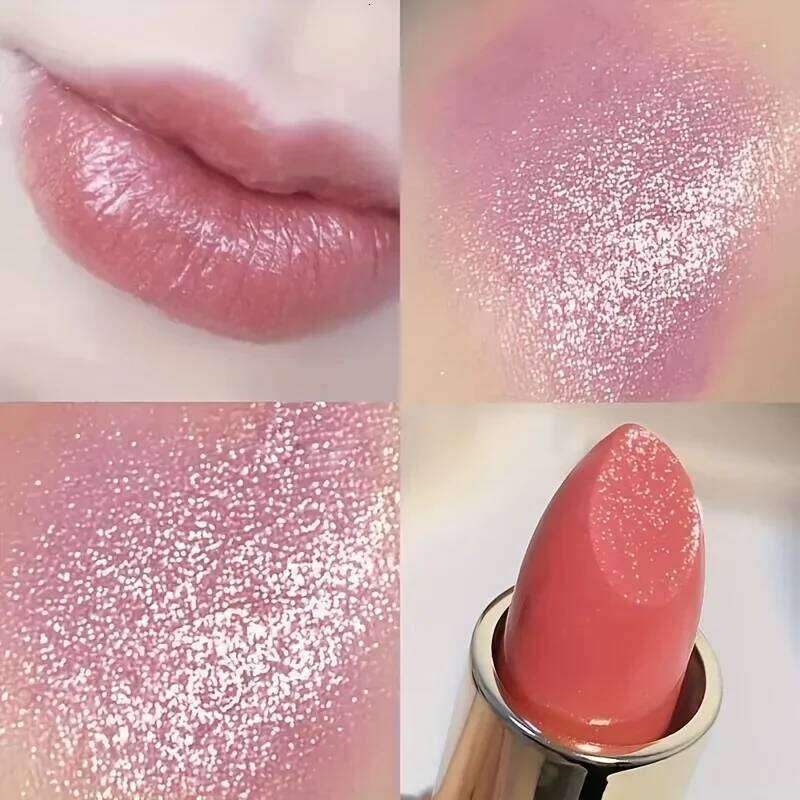 Shimmer Coral Metallic Lipstick Waterproof High Pigment Glitter Diamond Sparkling Pearl Lip Gloss for Shiny Cosmetics W260311
