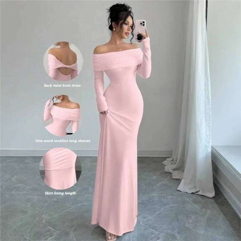 Women's Fashion White Wedding Dress Spring Autumn One-shoulder Slim Backless Sexy Hip-pack Dresses For Women Robe Femal Vestidos C260311