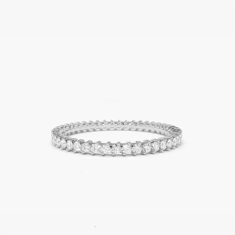 Lnngy 14k Gold Plated 2mm Petite Moissanite Eternity Ring Bague Argent 925 Silver Certified Rings For Women Finger Jewelry H260312