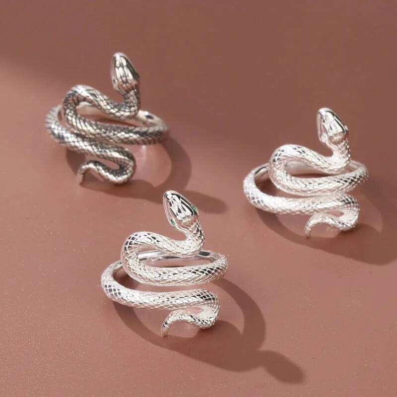 BFCLUB 925 Sterling Silver Simple Rings Women Men Finger Adjustable Open Retro Snake Ring For Party Birthday Gift H260312
