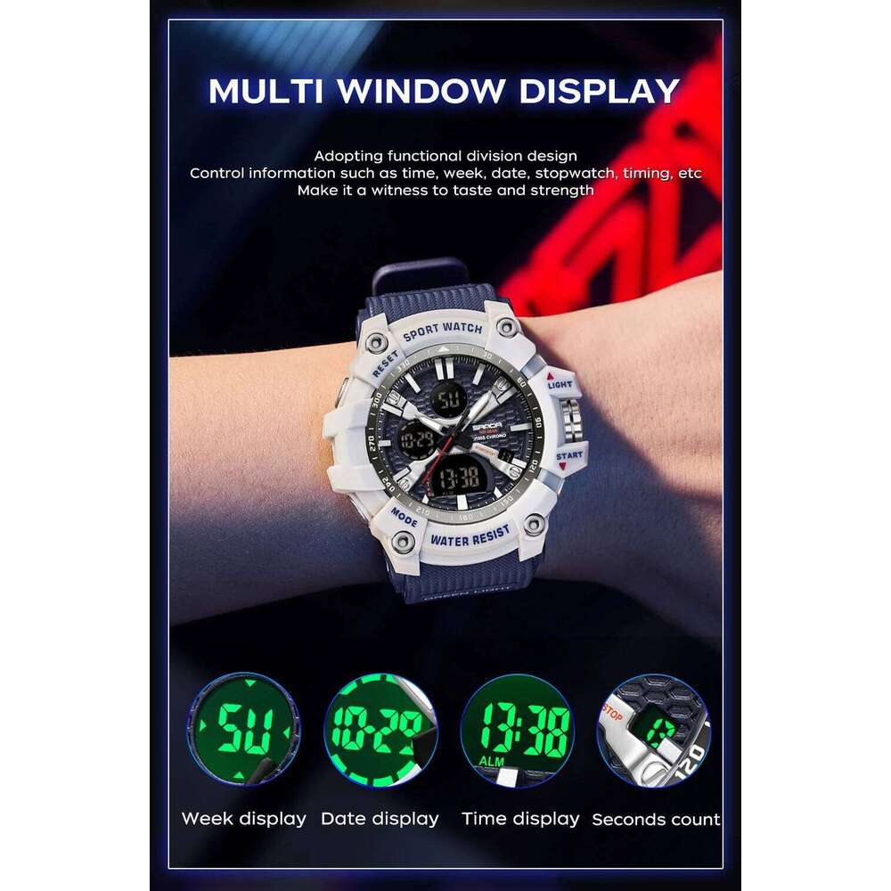 SANDA 3366 Fashion G Style Sports Multi functional Waterproof Calendar Night Light Men's Electronic Watch