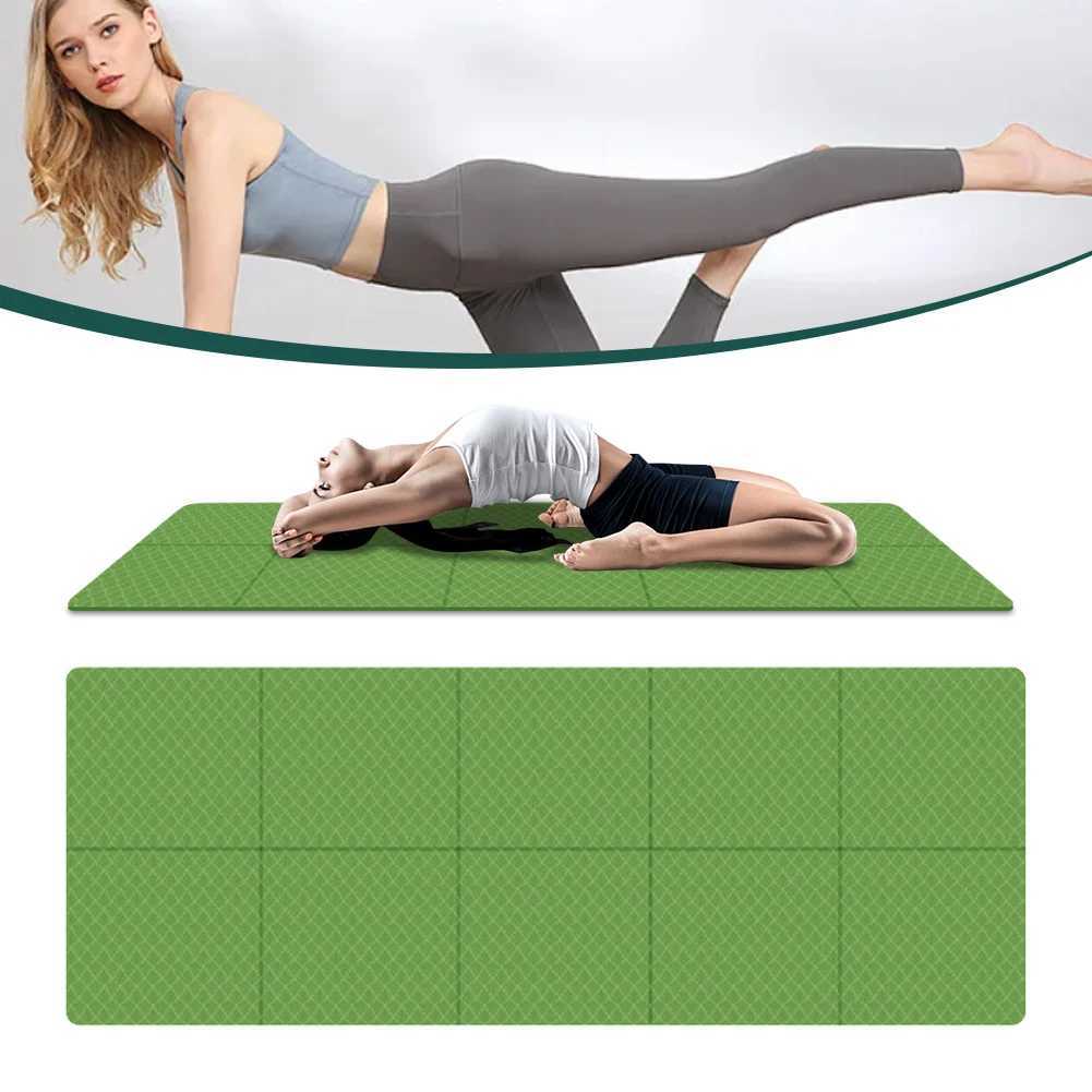 Foldable Yoga Mat Travel Yoga Mat Double Sided TPE Pilates Mat Non-slip Multifunction for Yoga Pilates Floor Workouts M260312