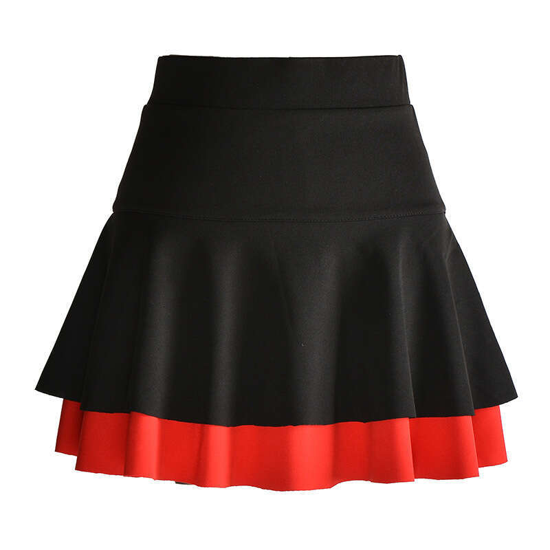 Spring and summer new double-layer color-blocking sailor dance plus-size cake skirt high-waisted A-line dance short skirt puffy half-skirt