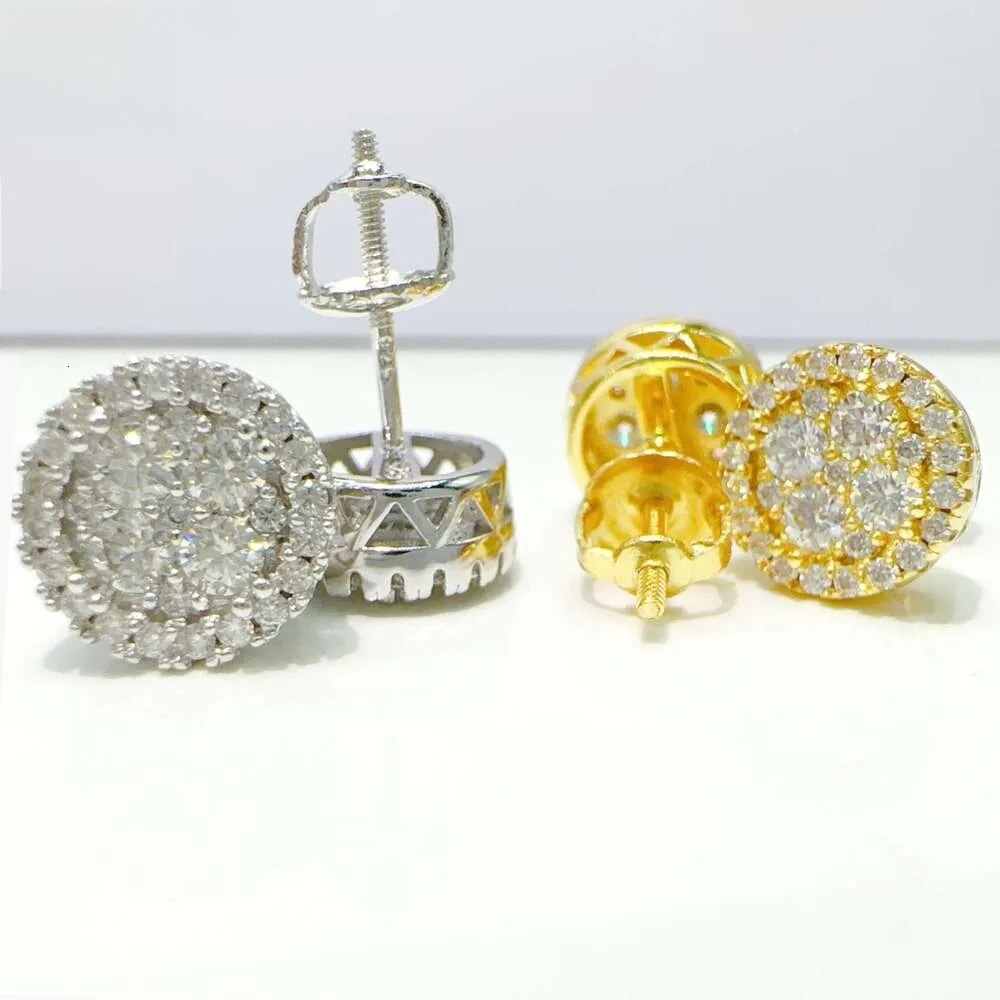 Fashion VVS Diamond Earrings Round Hip Hop Jewelry GRA Moissanite Screw Back Earring For Women