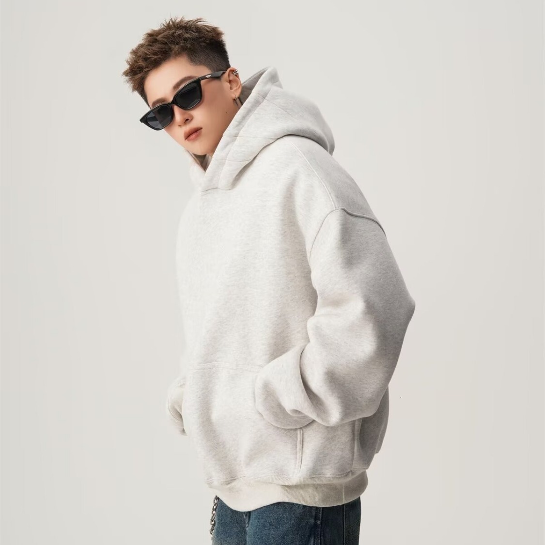 Designer Hoodie Loose Fit Plain Hoodie For Men Casual Versatile Style Trendy Solid Color Couple's Long Sleeve Sweatshirt Jacket