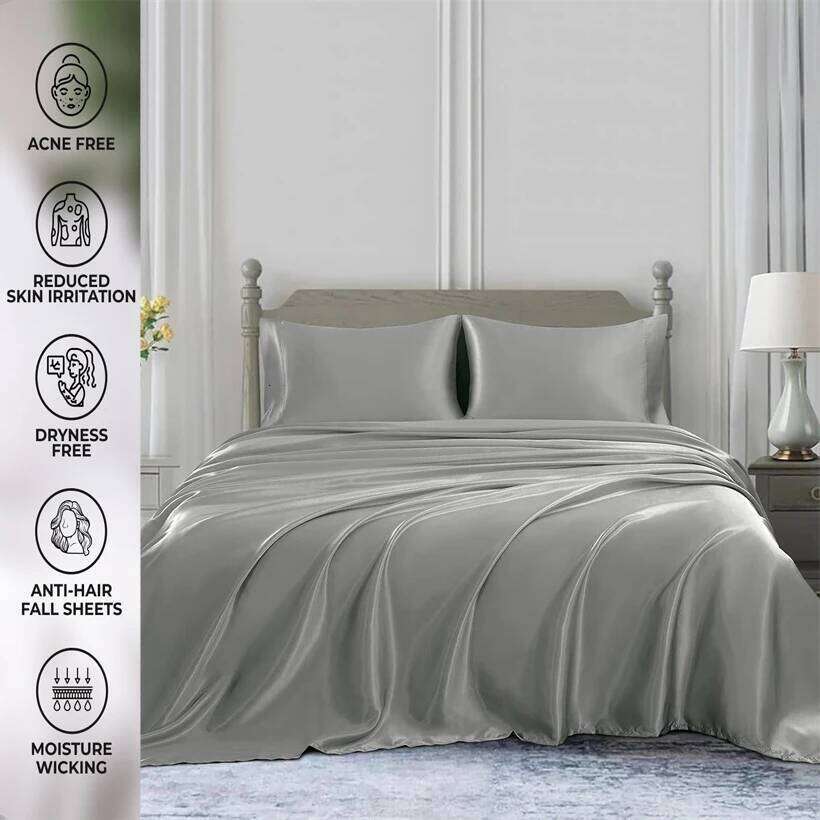 100% Mulberry Bedding Solid Color Natural Silk Duvet Cover Twin King Queen Size 3pcs/4pcs/5pcs Bed Sheet Set H260312