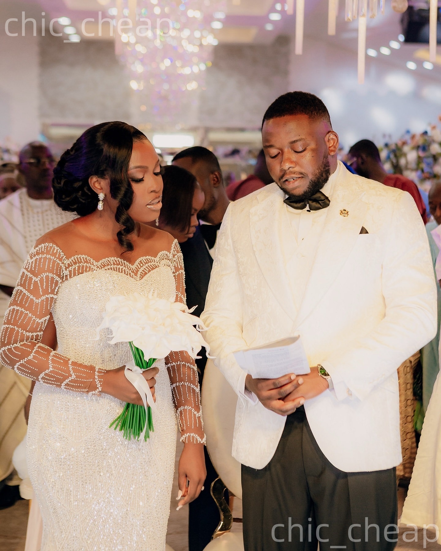 African Aso Ebi 2026 Ivory Mermaid Wedding Dress Sheer Neck Beaded Full Sleeves Detachable Train Sequined Elegant Bridal Gowns Dresses ZJ239