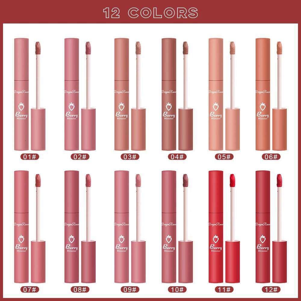 Easy to Color Non-Stick Cup Matte European and American Style Nude Red Brown Lipstick Gloss Gift Lip Glaze W260311