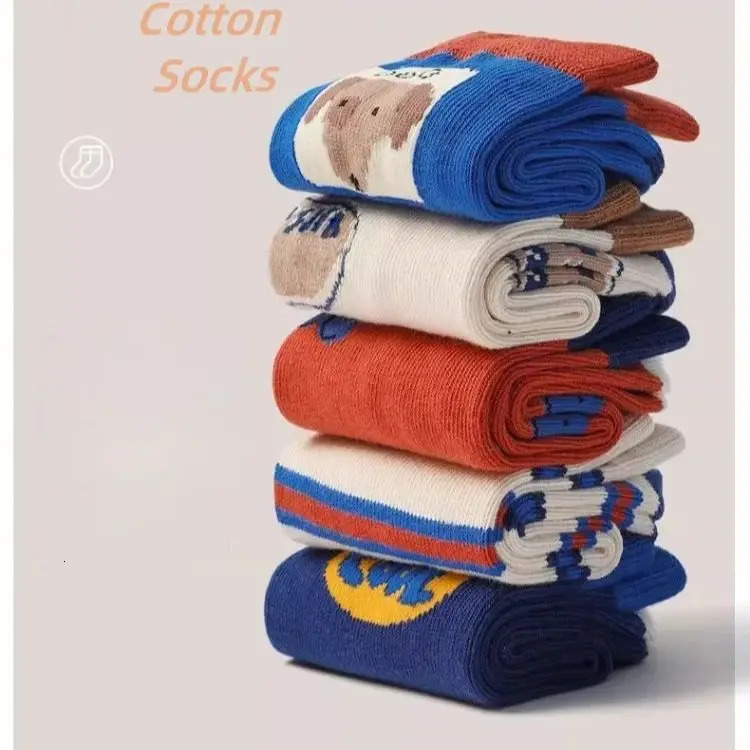 Baby Socks Children Autumn 5 Pairs Cotton Kids Sock 114T Boys Funny Puppy Pattern 260311