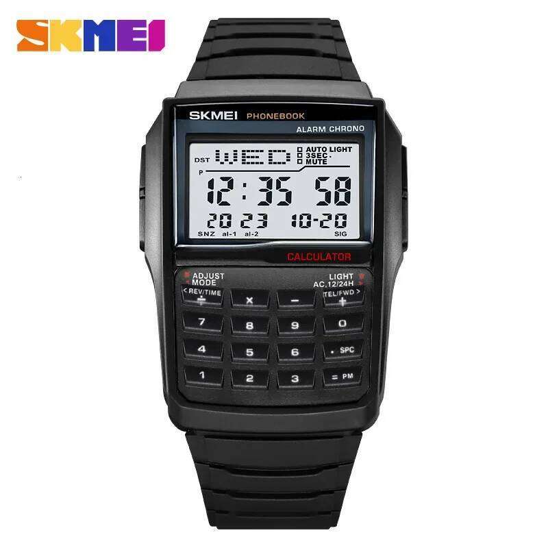 SKMEI 2255 Dual Time Sports calculator Watch for Men Digital Mens Wristwatches Countdown Casual Phone Book Montre Homme 1278