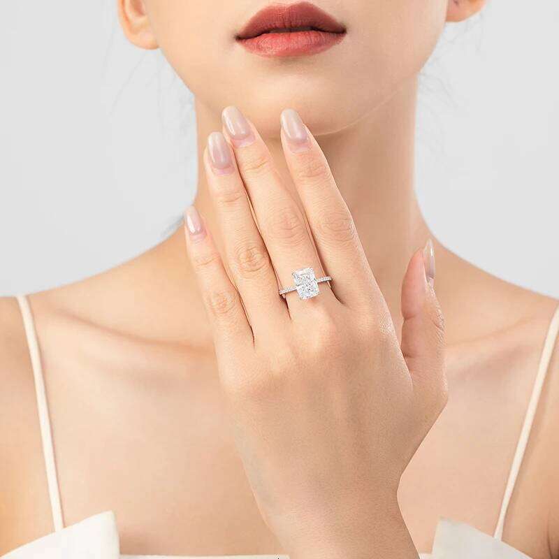 Ailmay Trendy 925 Sterling Silver Redian Cutting Rectangle 5A Zirconia Rings For Women Wedding Engagement Jewelry Gift H260312