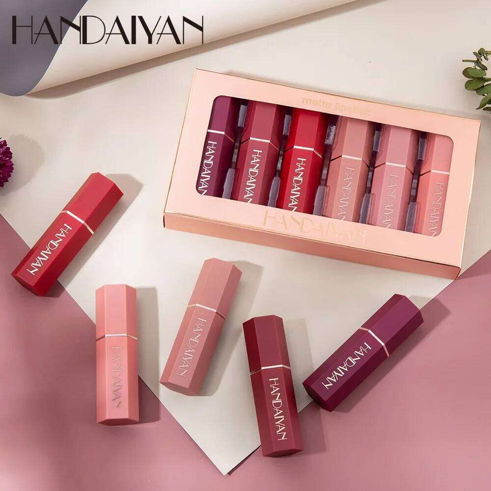 6Pcs/set 6 Colors Matte Velvet Set Long Lasting Red Lipstick Waterproof Women Make Up Cosmetics W260311
