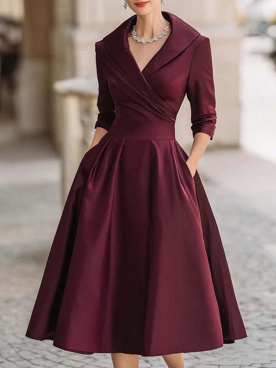 2025 Womens Elegant Formal Slim-Fit Long-Sleeve Dress