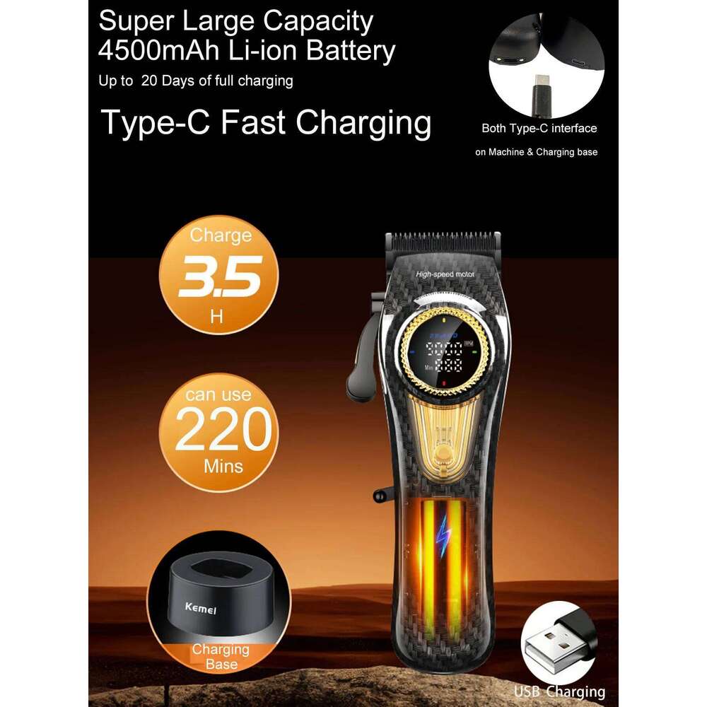 Kemei KM-2242 Trimmer Baber Professional Clipper Hair Cutting Machine With Charging Base For Electric Men Gift C260312
