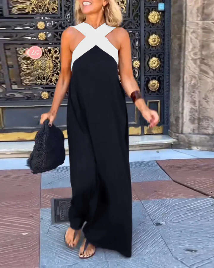 2025 Summer New Cross-Border Women's Clothing Foreign Trade Long Cross Sexy Backless Dress