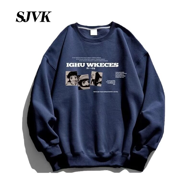 Heavyweight Printed Sweatshirt For Men Designer Hoodie Autumn New Retro Style Round Neck Loose Casual Hoodless Jacket