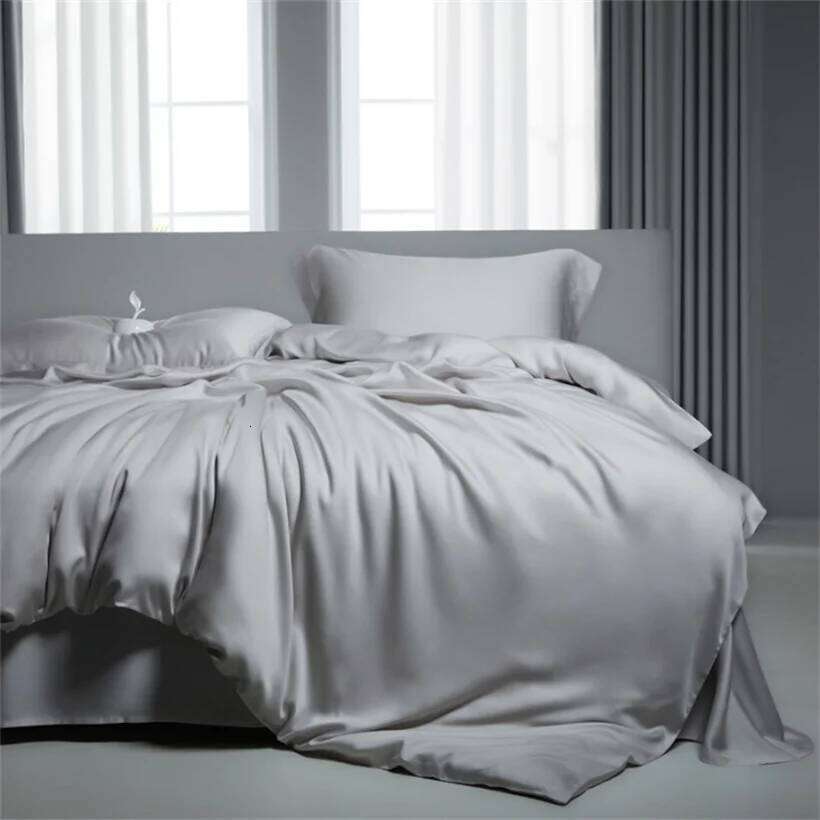 Mulberry Bedding with Bedsheet Pillowcase Natural 100% Silk Duvet Cover Set Twin Full King Queen Size H260312