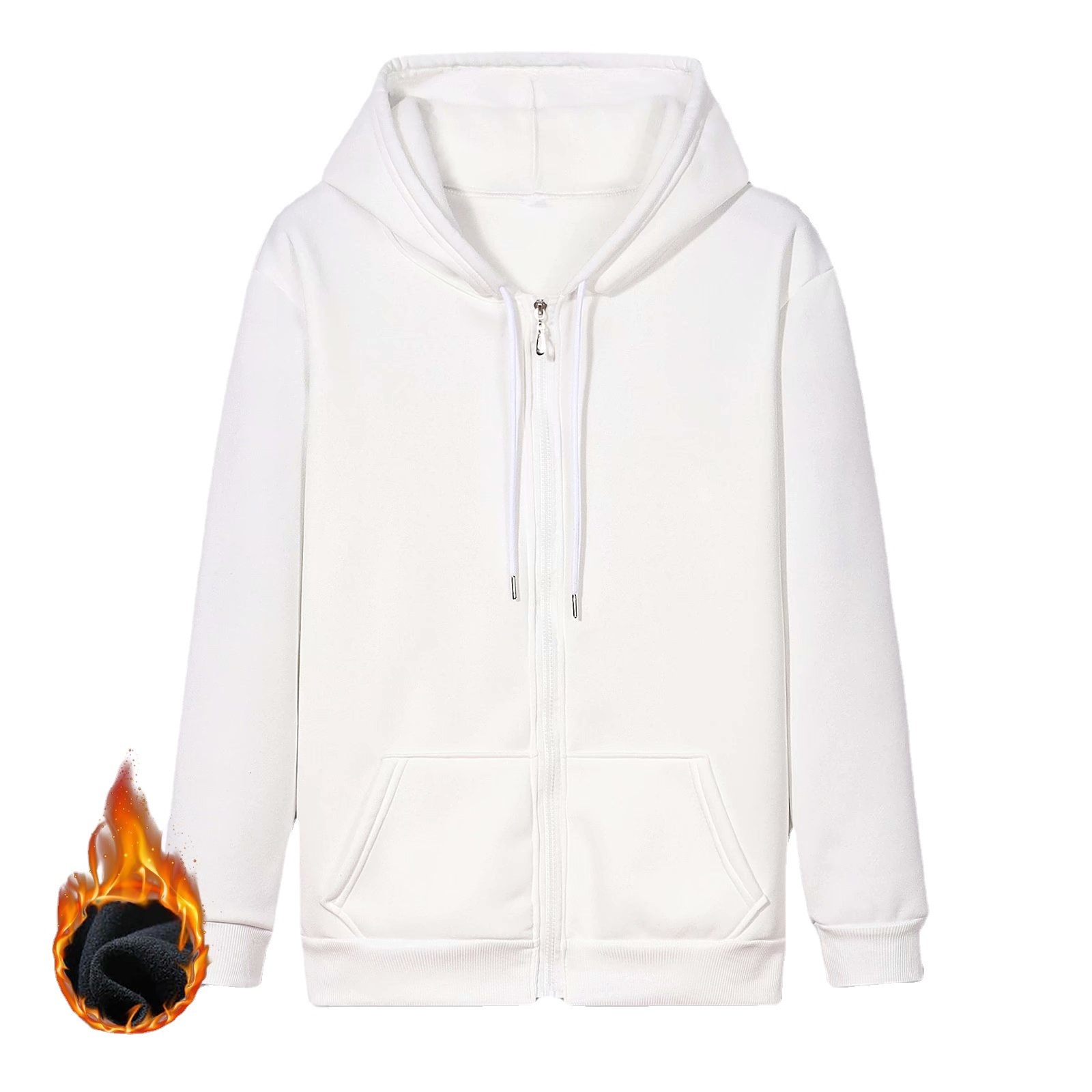 New Winter Designer Hoodie Fleece-lined Plain Large-size Sweatshirt Student Zip-up Sports Hoodie -style Casual Loose Jacket