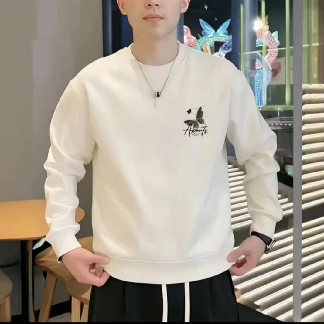 Men's Fll/winter Trendy Swetshirt New Populr Loose Fshion Designer Hoodie Verstile Crtoon Print Round Neck Long Sleeve Top