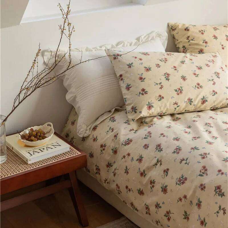 Cutelife Flower Cotton Sheets Set Cozy Duvet Cover Pillowcase Single Queen Home Textile Double Bed Linen Bedroom Bedding H260312