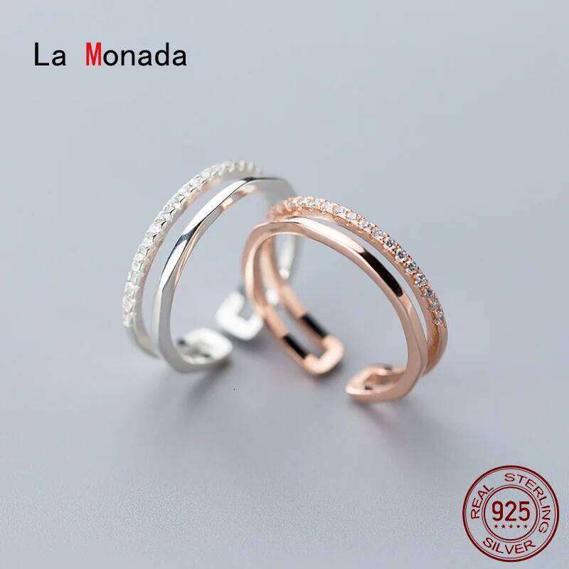 La Monada 50-57mm Double Layer 925 Sterling Silver Rings For Beautiful Wedding Women Ring Adjustable Fine In Jewerly Open H260312