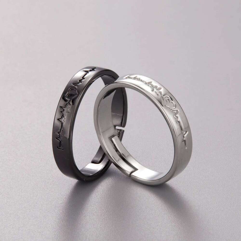 Classic Sun Moon Open Couple for Women Men Romantic Black White Matching Finger Ring Set Jewelry Wedding Anniversary Gifts W260311
