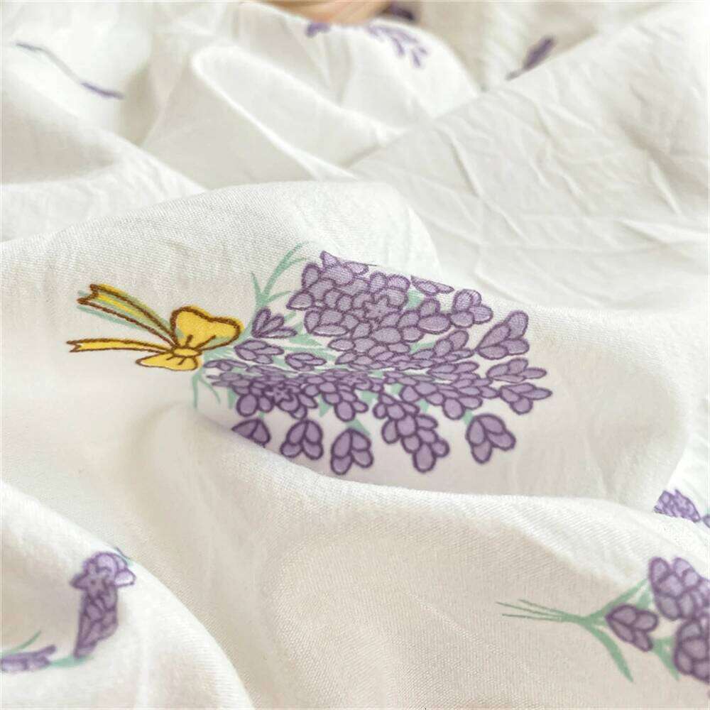 Home Textiles Soft Four-piece Bedding Set Pillowcase Purple Washed Cotton Flower Duvet Cover for Children Women Men Bed Sheet H260312