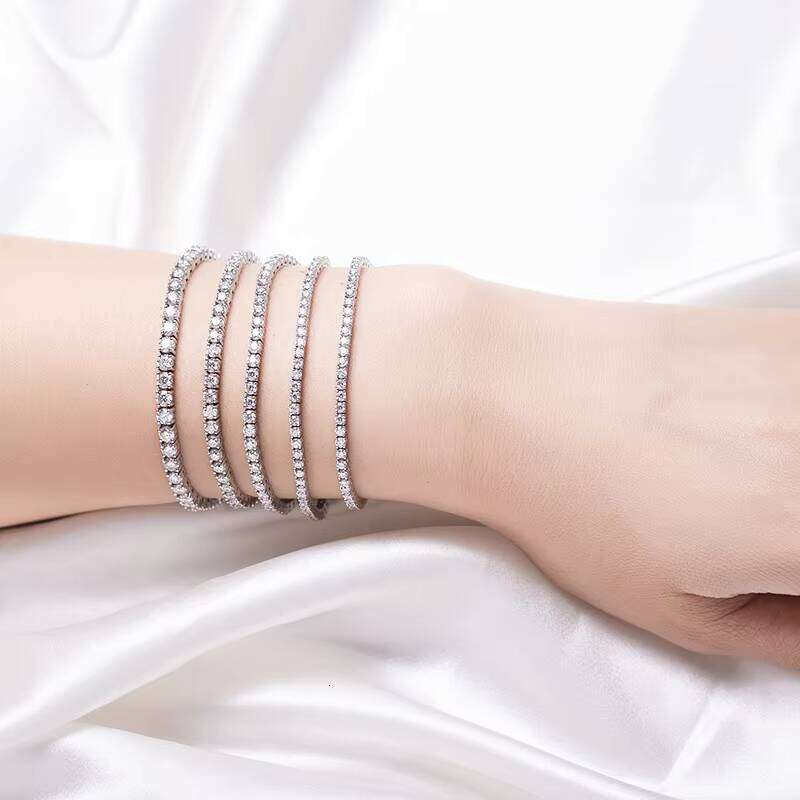 Messi Jewelry MSB-505 14k White Gold Round Cut Silicon Stone Width 2.5mm Tennis Bracelet