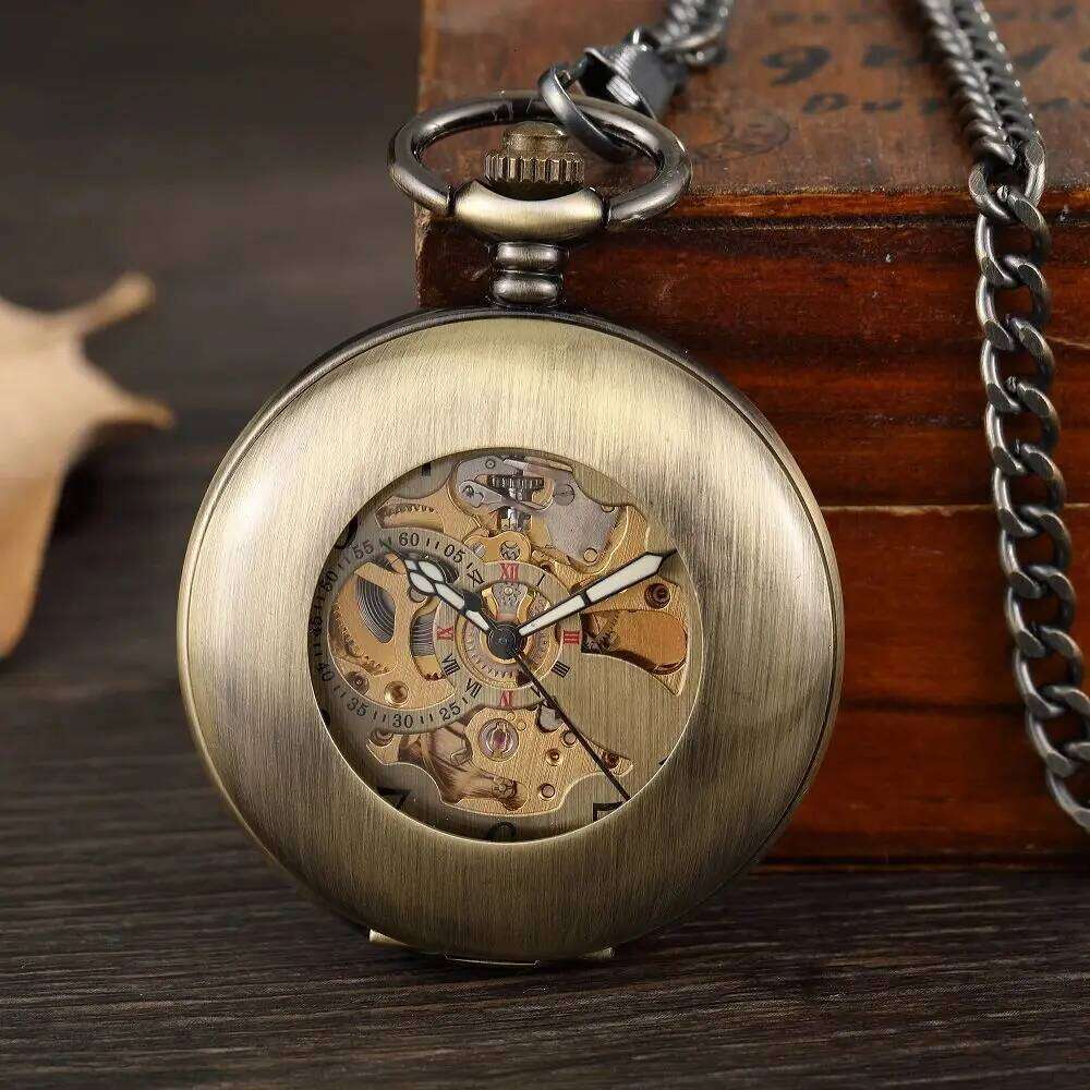 Vintage Luxury Classic Flip Cover Luminous Hollow Out Manual Winding Men Women Mechanical Pocket Watch
