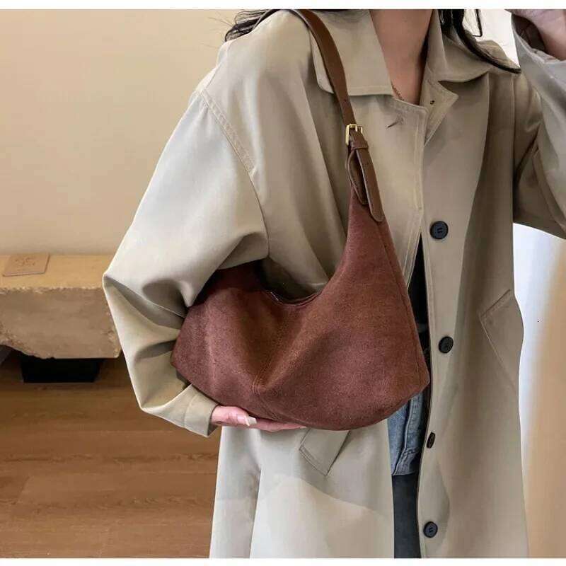 Velvet Handbag Purse For Women Suede Shoulder Causal Crossbody Bags Female Luxury Clutch Ladies Crescent Hobo Bag Xiu Lai Si
