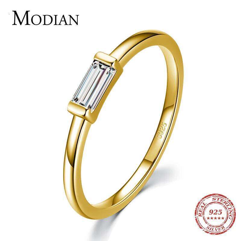 Modian 925 Sterling Silver Fashion Emerald Cut Shiny Clear CZ Wedding Female Rings for Women Simple Rectangle Ring Fine Jewelry H260312