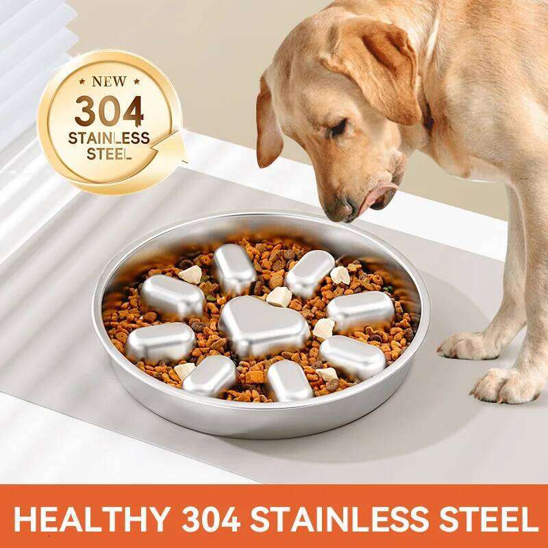 Pet supplies, stainless steel slow food dogs, feeding basin for cats, choking and anti overturning bowl 26Y0312
