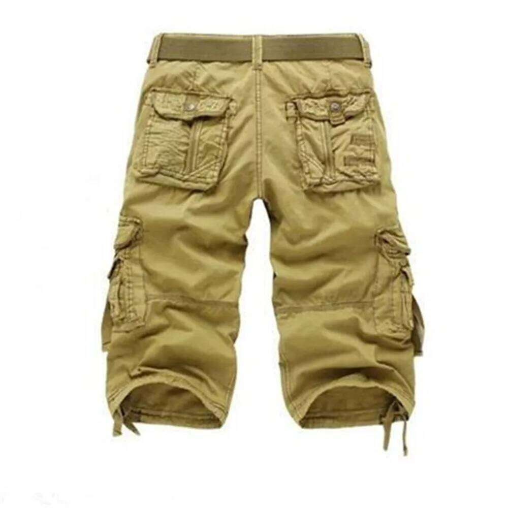 New Summer Casual Mens Straight Solid Sports Men Joggers Cargo Shorts Fashion Cotton Knee Length Sweatpants Man