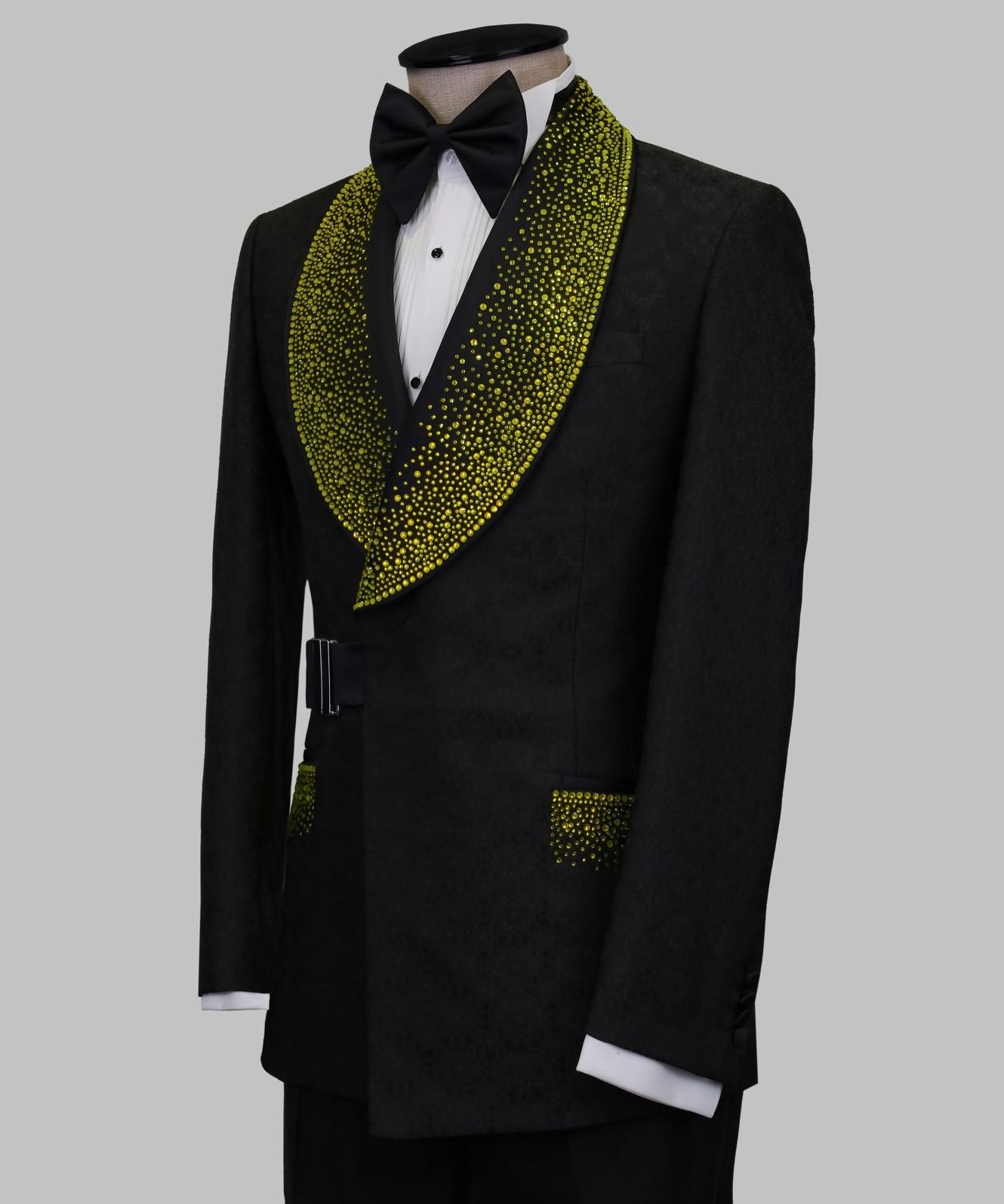 Modern Men Suits 2 Pieces Rhinestone Beaded Shawl Lapel Blazer Tailor-Made Jacquard Jacket Groom Prom Party Customized Coat Pant Plus Size