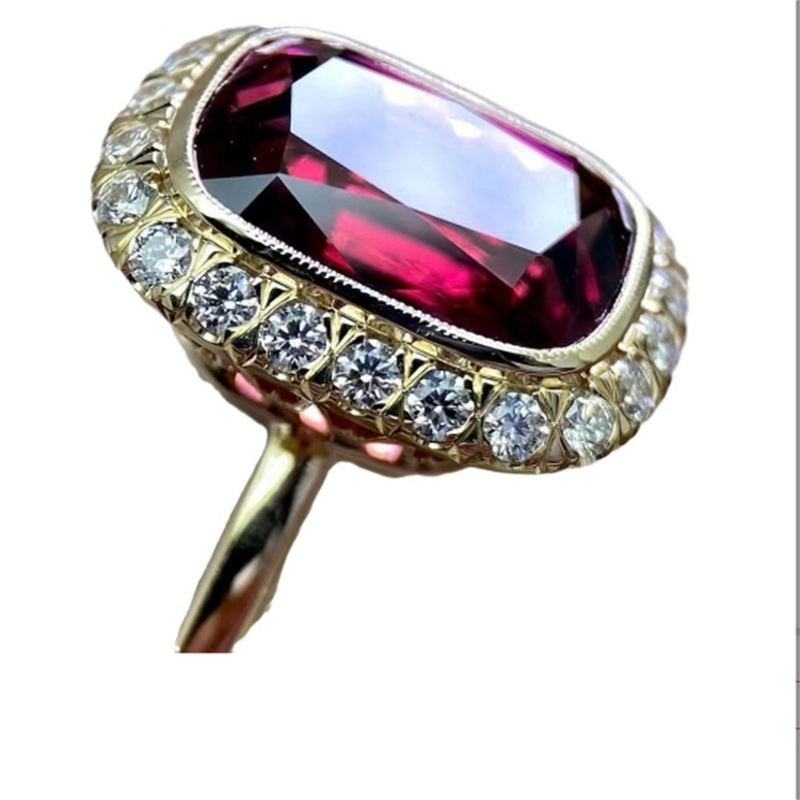 Luxury fashion charm women's Natural Ruby Ring Vintage 18K gold ring party bride engagement anniversary gift