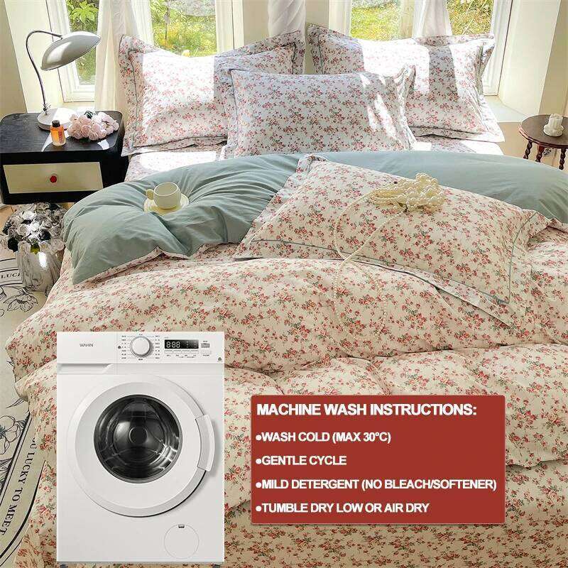 Premium 100% Cotton Bedding 3 Piece Set 1 Duvet Cover 2 Pillowcase Breathable Hypoallergenic Single/Double Bed H260312