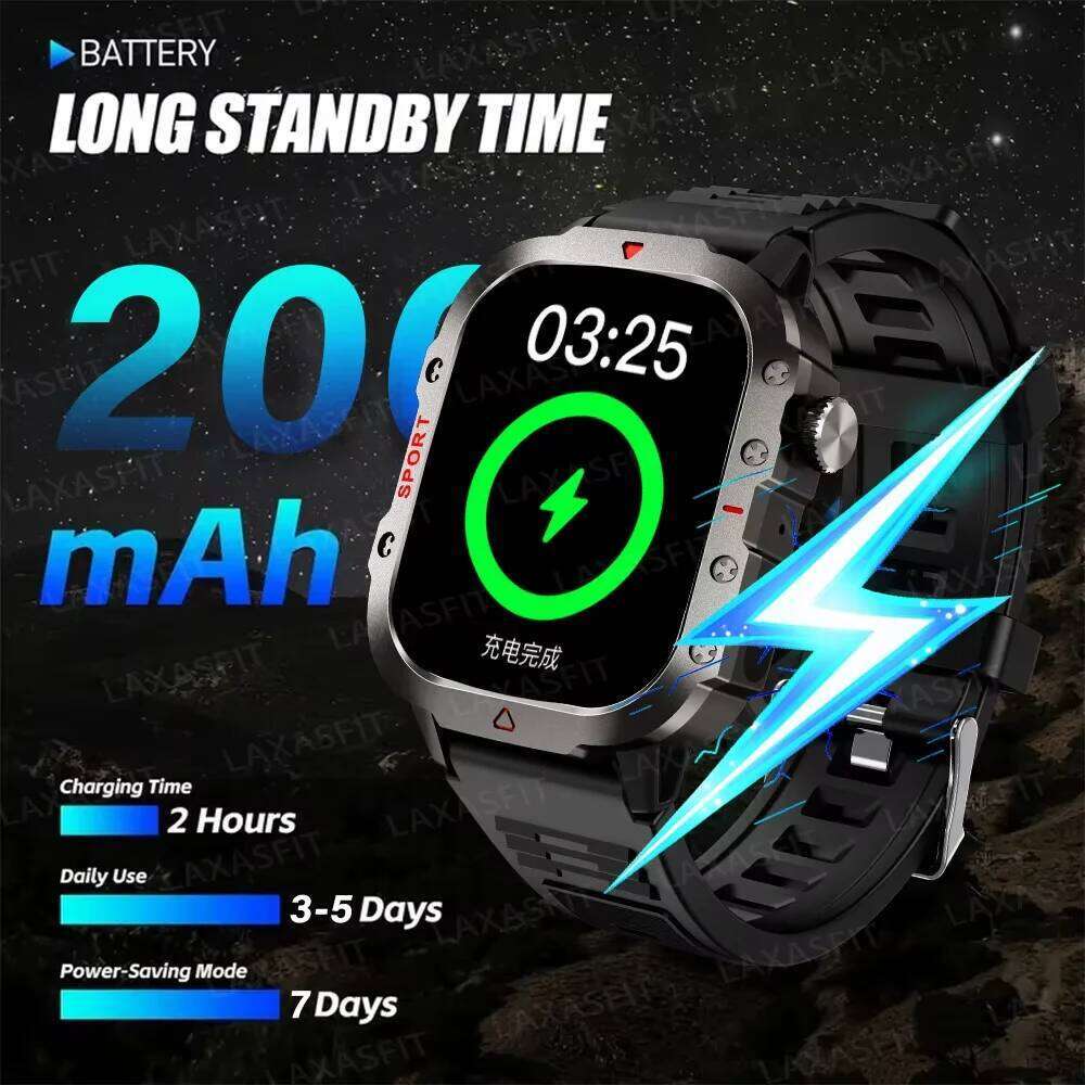 LAXASFIT 2025 New 2.01-inch HD Music Player Health Monitoring Bluetooth Calling Sports Smartwatch Holiday Gifts