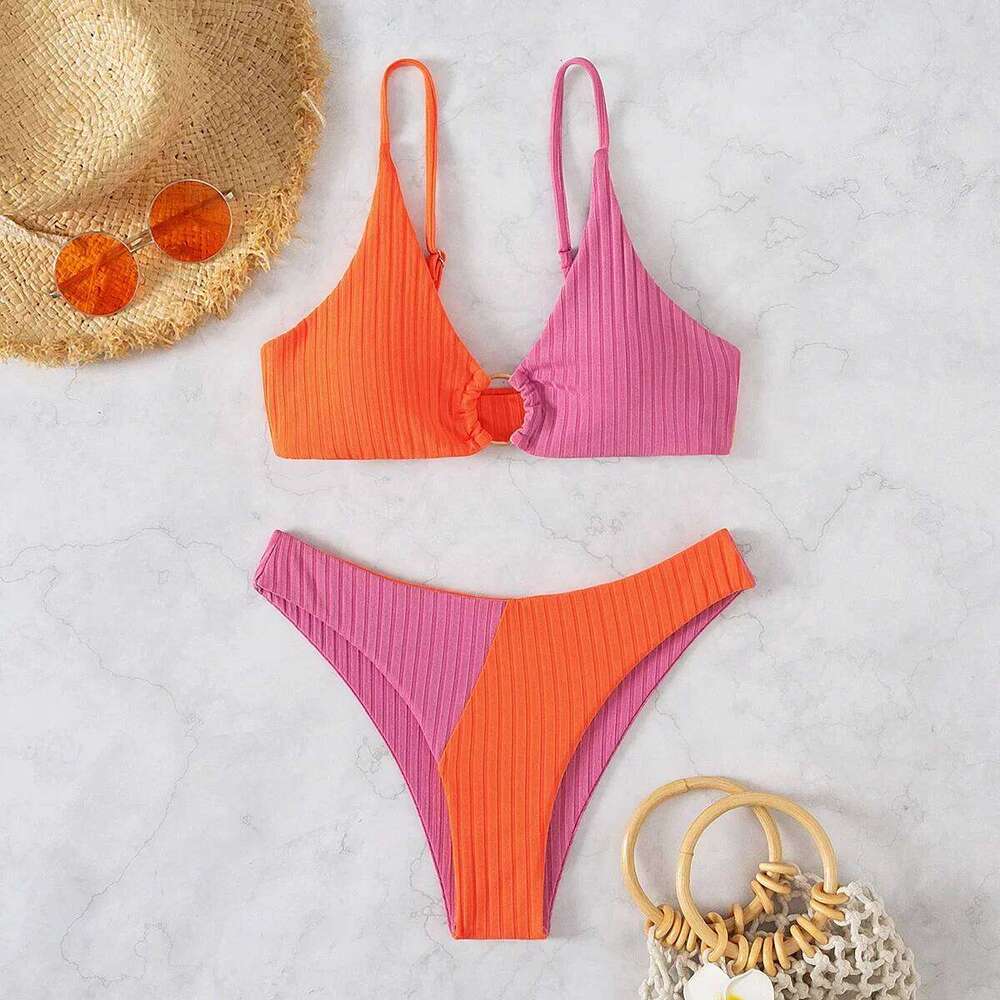 2024 Sexy Bikinis Women's Swimwear Waist Swimsuits High Cut Bathing Suits Push Up Beach Bikini Set Female Biquini Y260303