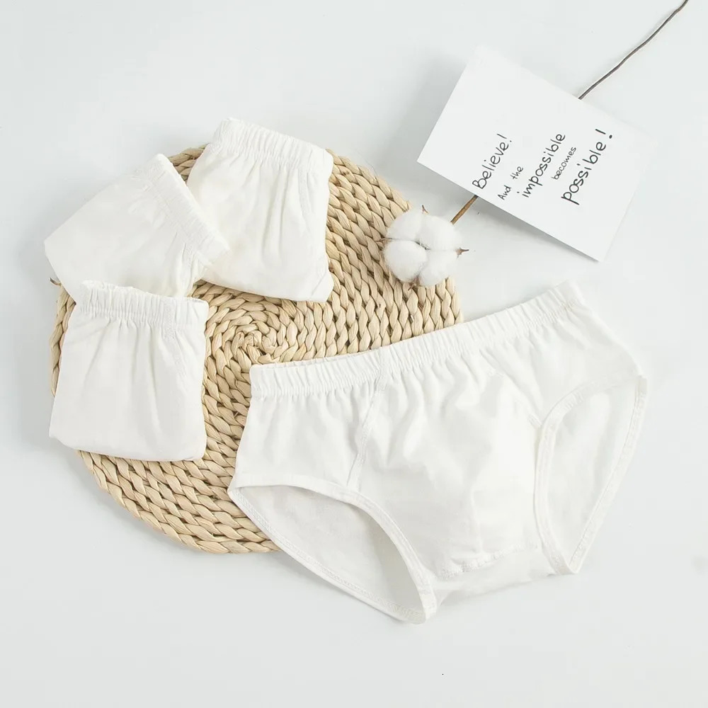 3PcsLot Children Underwear Solid Color White Shorts Cotton Big Boy Boxer Panties Boys Briefs Toddler Underpants 260311