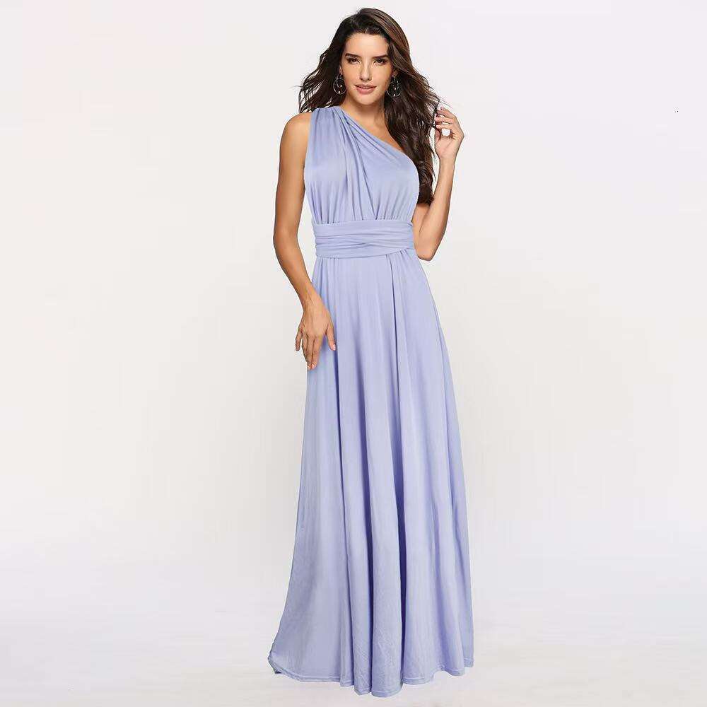 New Cross-Border European And American Style Solid Color Versatile Sexy Tie Red Long Gown Bridesmaid Dress
