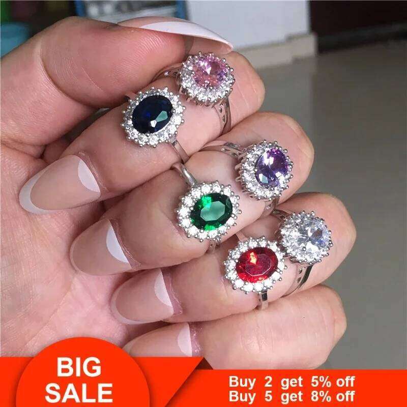 Princess Diana Ring Engagement Real 925 Sterling silver Birthstone AAAA cz Royal Wedding Band Rings For Women Bridal Accessories H260312
