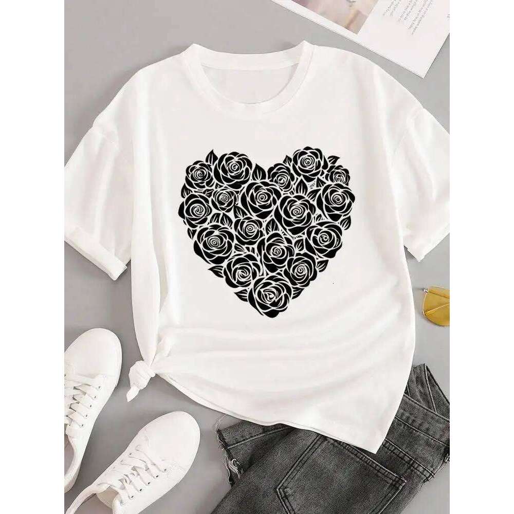 Graphic T Clothing Sweet Trend 90s Clothes Print Tee Womens Casual Ladies Fashion Woman White Short Sleeve O-neck T-shirts Z260312