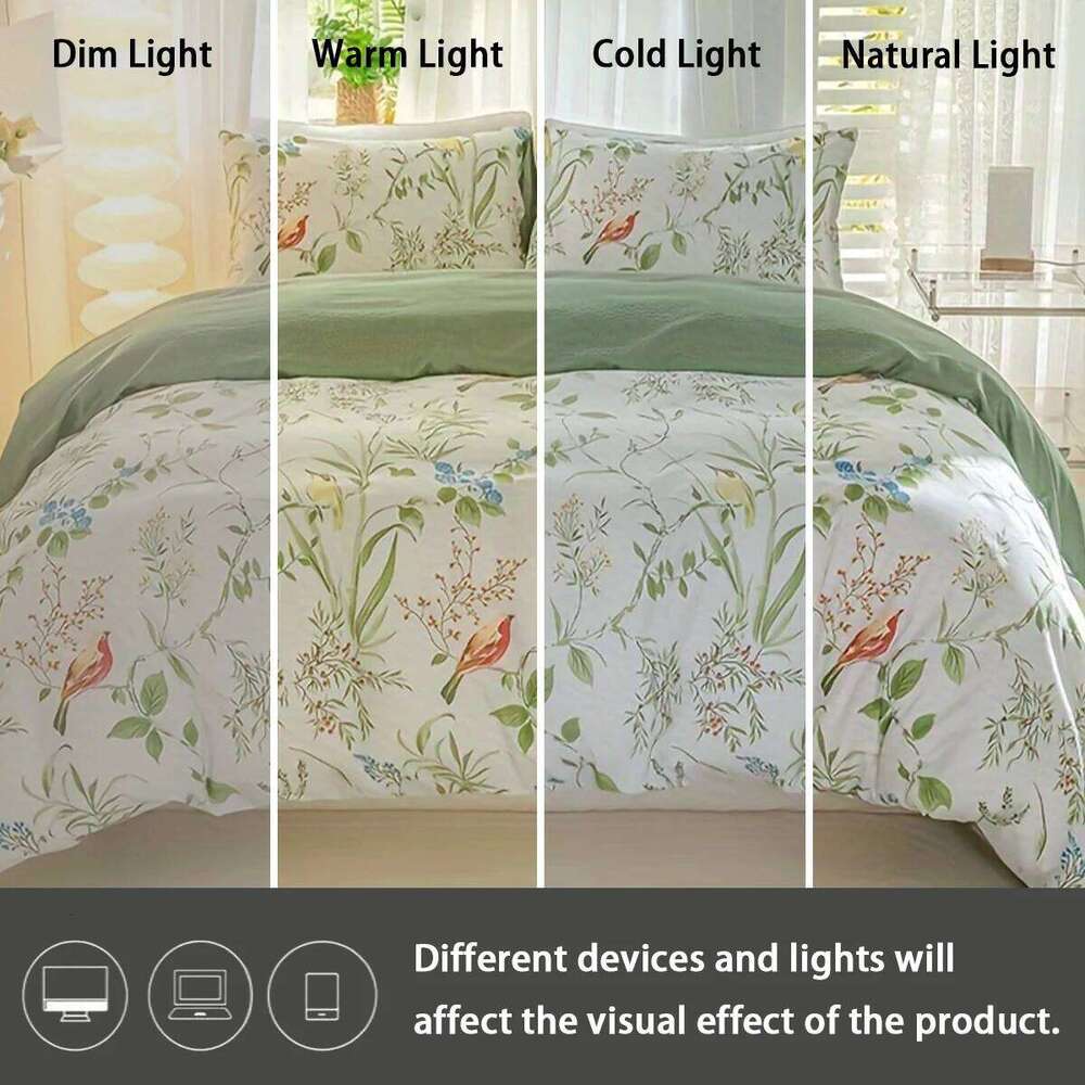 3pcs/set Leaf Floral Pattern Set1 & 2 PillowcaseSoft And Skin-Friendly Duvet Cover Bedding Set For H260312