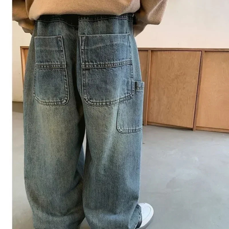 Childrens Denim Pants Spring Summer Girls Wideleg 27Year Boys Jeans Casual Big Pocket Trousers for Kids 260311